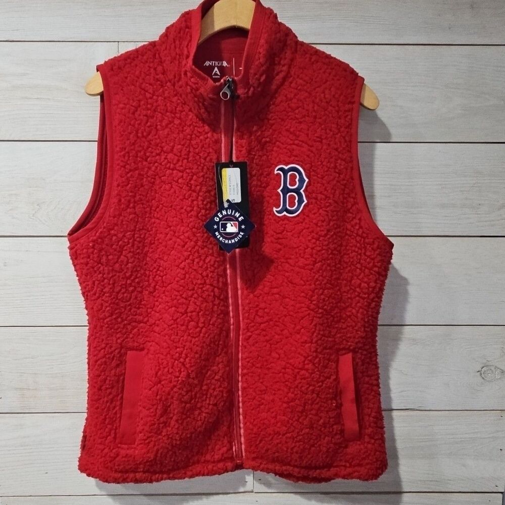NWT Antigua Womens SMALL Red Fleece MLB Boston Red Sox Vest Size S